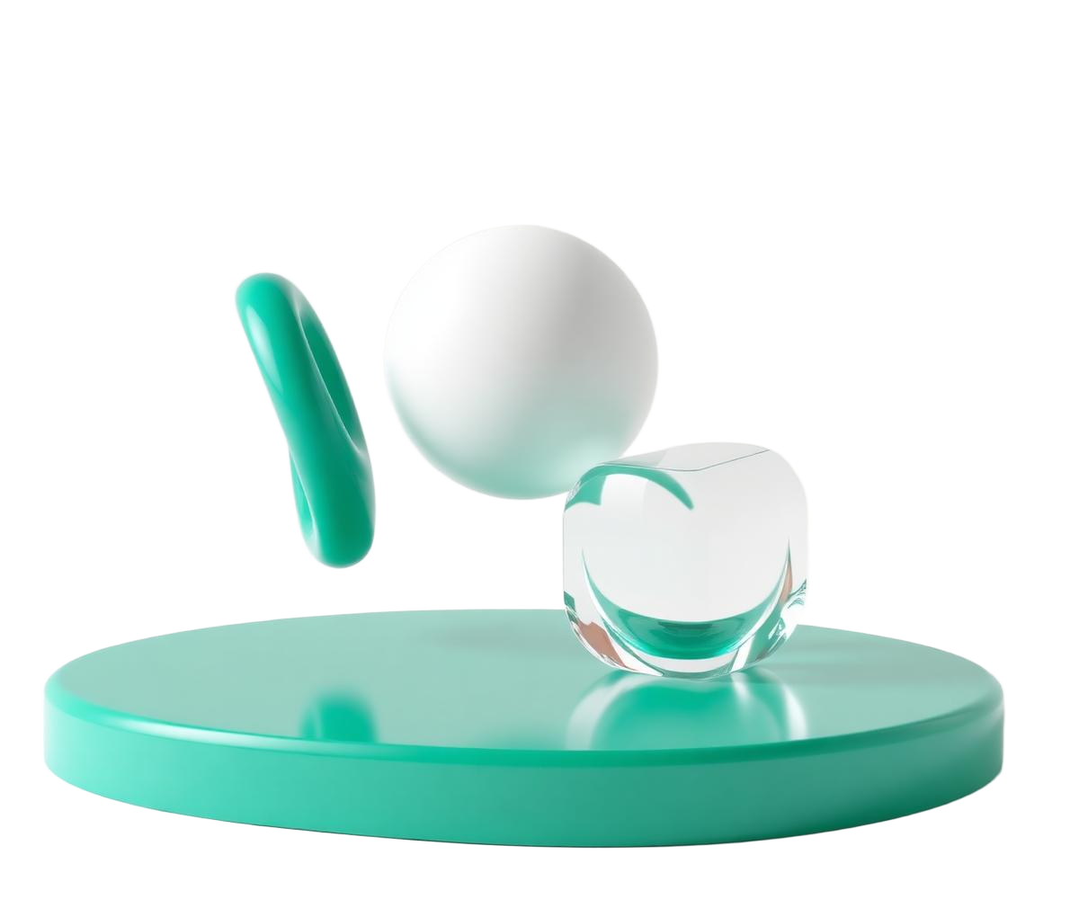 3D render of glossy geometric shapes representing Maji Brothers digital craft